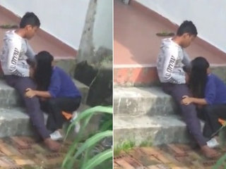 School student's Girlfriend gives a