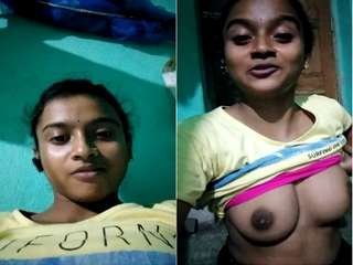School woman flashes off her boobs and