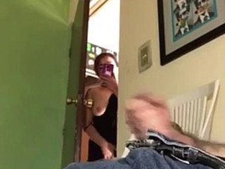I catch him observing me pleasure
