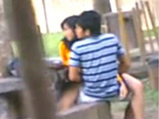 Desi schoolgirls having sex in a park,